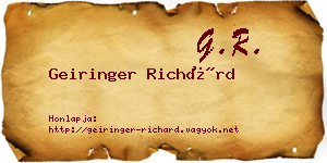 Geiringer Richárd névjegykártya